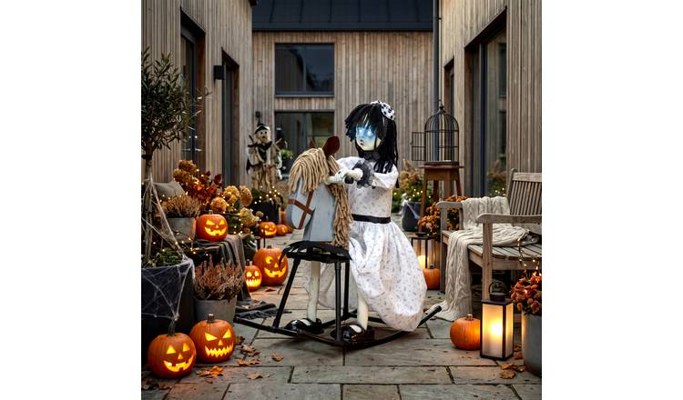 HOMCOM Animated Halloween Rocking Horse Girl Decoration