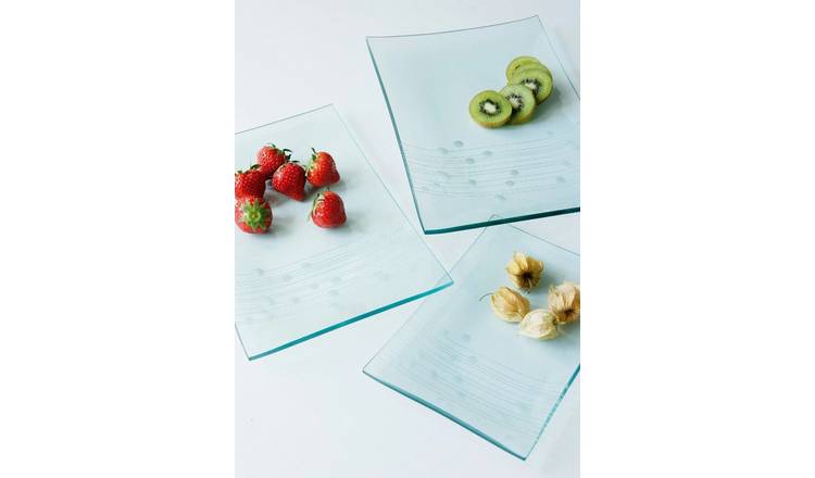 Orsina Vidrio Large Textured Glass Rectangular Plate - Clear