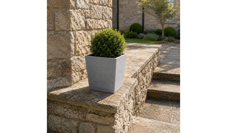 Fargro Home and Garden 24L Polystone Square Plant Pot - Light Grey