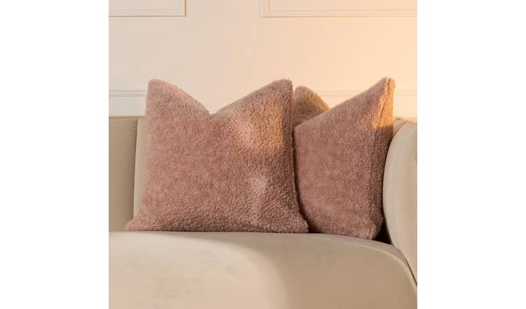 OHS 2 Pack Teddy Marl Cushion Covers 45 x 45cm - Blush