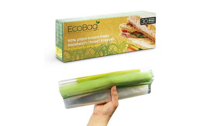 EcoBag Pack of 30 35 Micron Sugarcane Freezer and Sandwich Bags - 2.5 Litre
