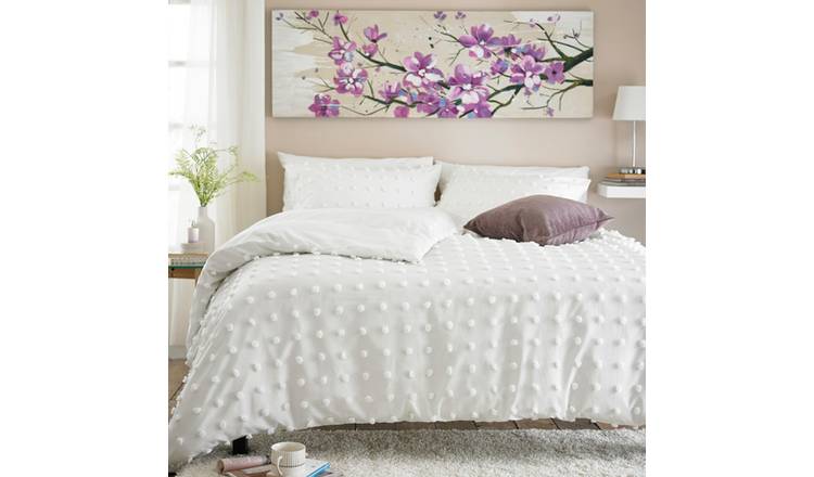 Deyongs Fluffy Dots White Printed Duvet Set - Single