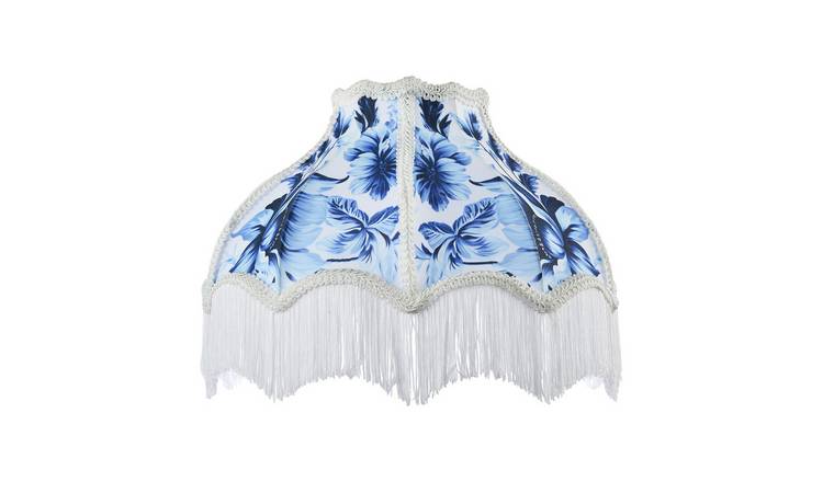 Happy Homewares Blue Floral Handmade Victorian with White Trims Lampshade - 36cm