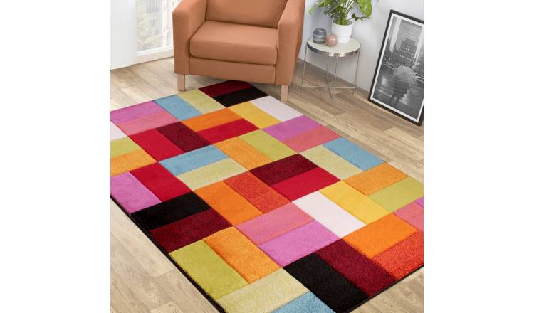 Mega Flooring Multi Modern Chequered Rug - 120 x 170cm