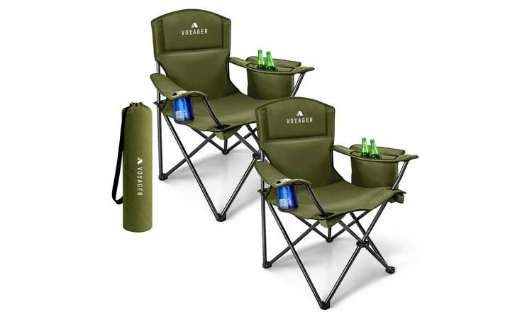 Voyager Set of 2 Cool Arm Folding Camping Chairs - Green