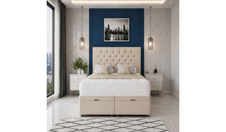 Comfy Deluxe Small Single End‑lift Ottoman Storage Bed Set - Cream