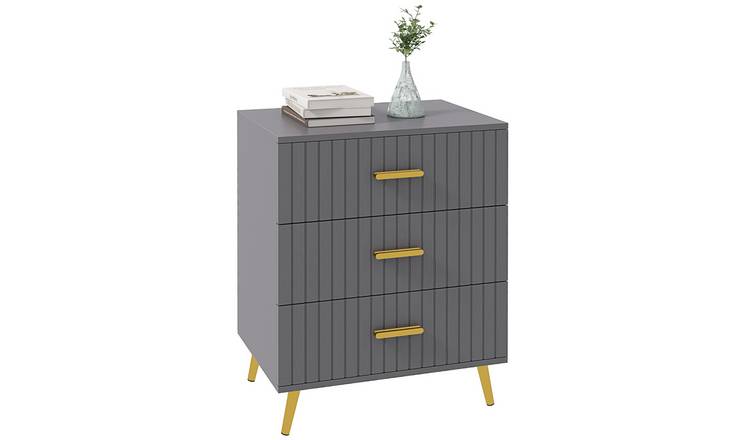 HOMCOM Aluminium 3 Drawer Chest - Dark Grey