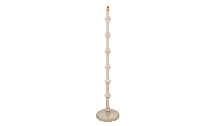 Loops Direct 30cm Wooden Turned Spindle Floor Lamp - Satin Almond White