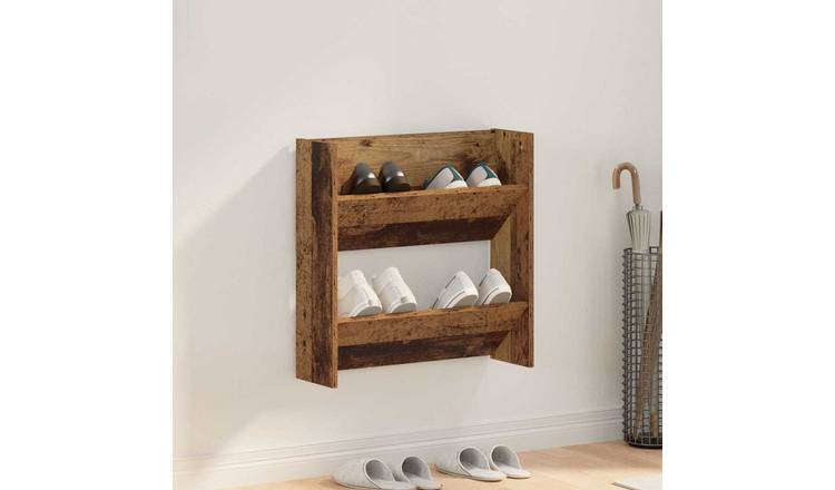 Walplus Engineered Wood Shoe Cabinet - Old Wood - 60 x 18 x 60 cm