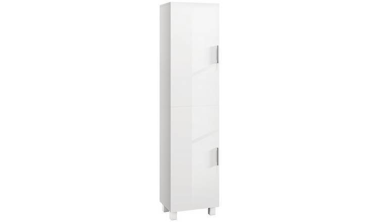 HOMCOM Tall Bathroom Cabinet with Adjustable Shelves and Double Doors - White