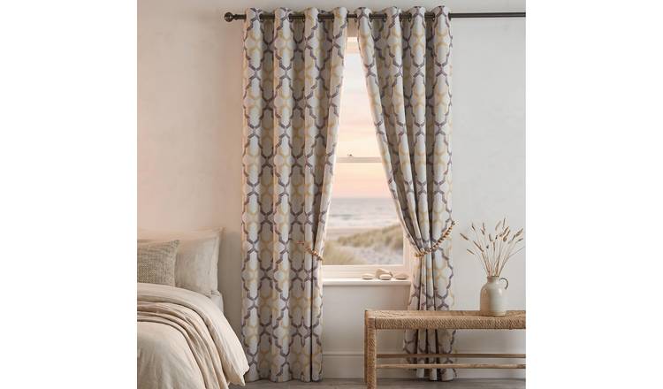 Luxury Living Geo Blackout Eyelet Curtains 168cm x 229cm - Yellow