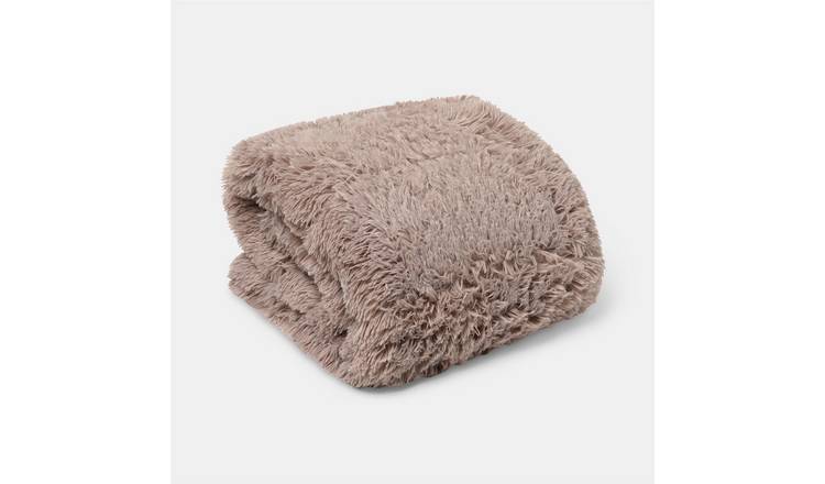 OHS Fluffy Faux Fur 8kg Weighted Blanket - 150x200cm - Natural