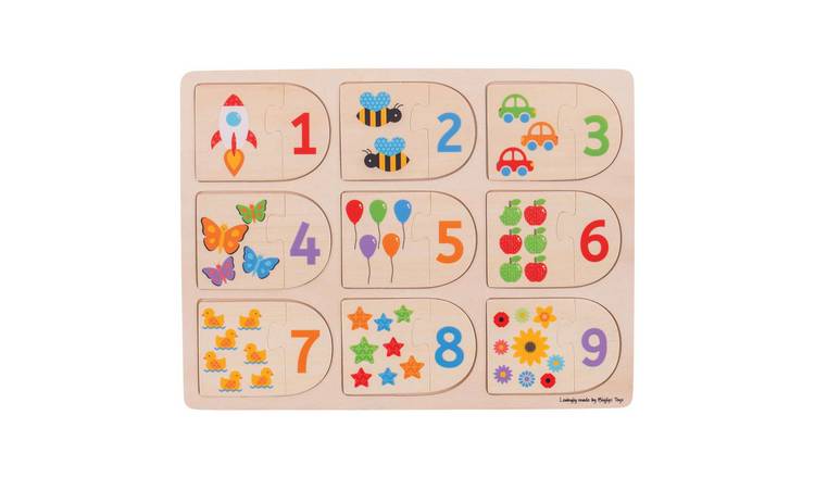 Bigjigs Toys Picture and Number Matching Puzzle - 12 Months +