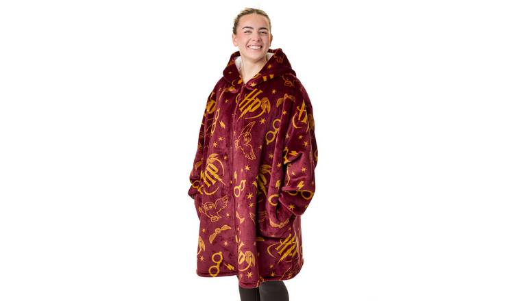 Harry Potter Adult Womens Zip Through Blanket Hoodie - Burgundy
