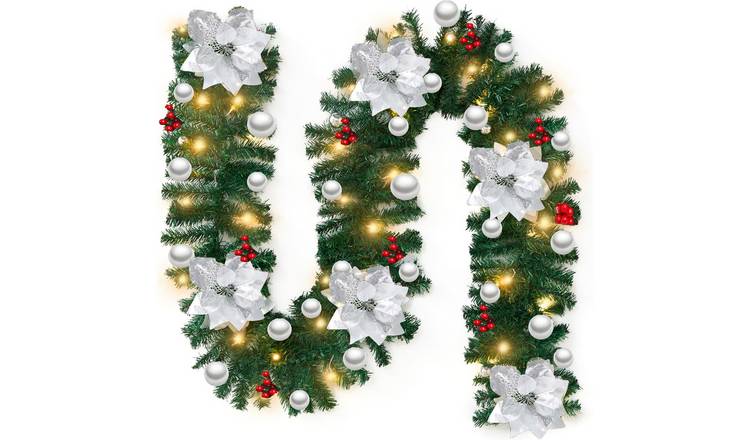 My Christmas Pre-Lit Christmas Garland with LED Lights 2.7m - Silver