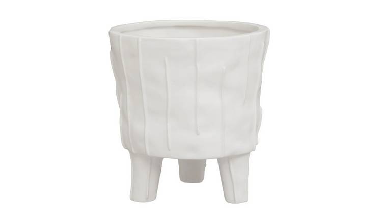 Orsina Fara Large Textured Ceramic Planter - White