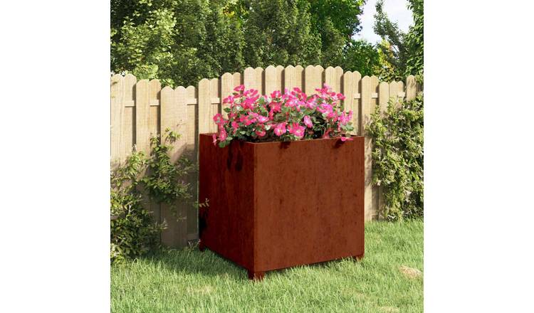 Walplus Corten Steel Garden Planter - Rusty - 50 x 50 x 50 cm