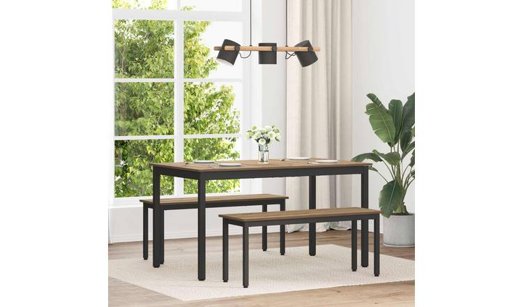 Walplus Rectangular Metal Kitchen Dining Table - Brown - 140 x 80 x 75 cm