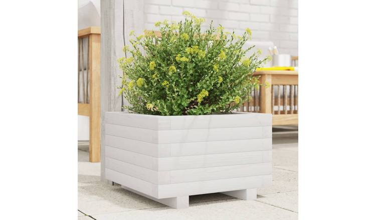 Walplus Wood Garden Planter - White - 40 x 40 x 26.5 cm