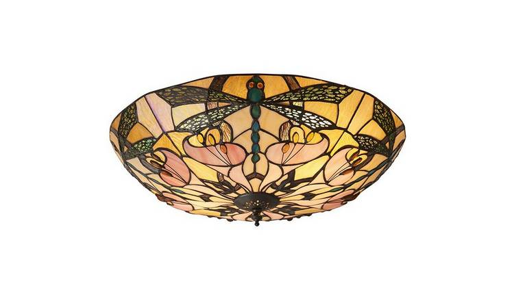 Loops Direct Dragonfly Glass and Steel Semi-Flush Ceiling Light - Dark Bronze