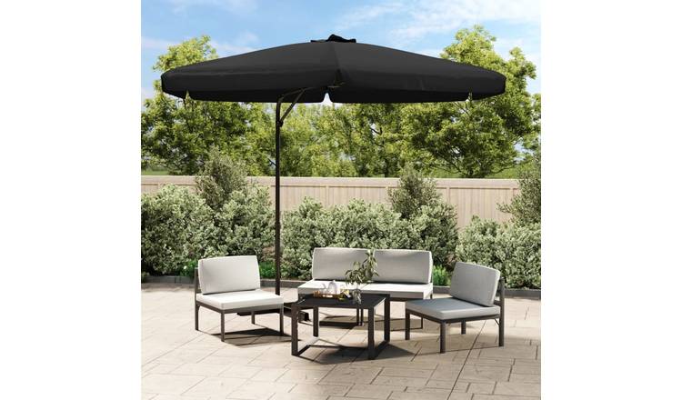 Walplus Polyester Garden Parasol - Black - 300 x 250 cm