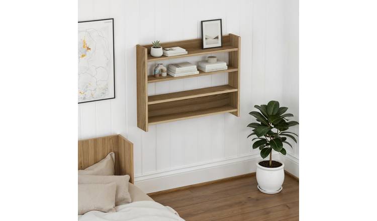 Decortie Lane 4-Tier Floating Wall Shelf Unit - Oak Effect