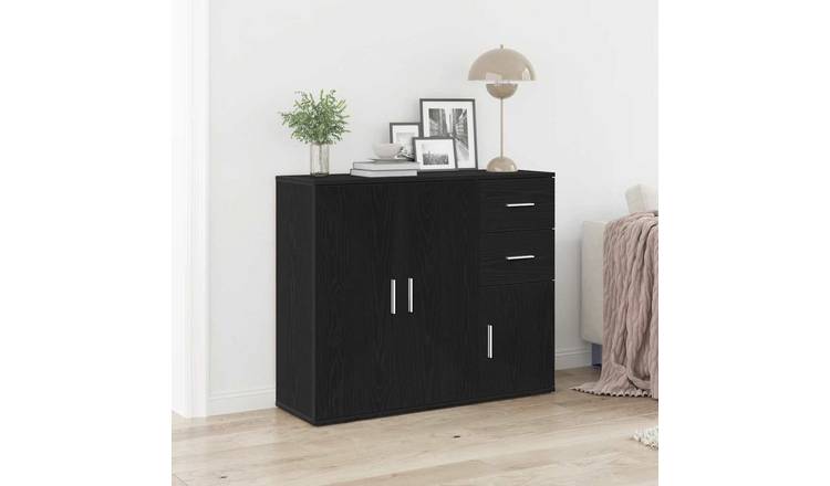 Walplus Engineered Wood Sideboard - Black Oak - 91 x 29.5 x 75 cm