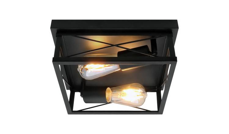 Energy Light Bulbs 2 Light Adjustable Square Flush Mount Ceiling Light - Black