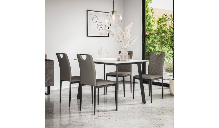 Furniture Online Haydon Monza Marble Effect Dining Table & 4 Grey Chairs