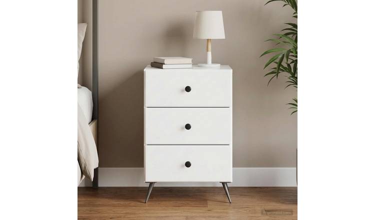 Walplus 1 Drawer Bedside Drawer Unit - High Gloss White - 43 x 41 x 66.5 cm