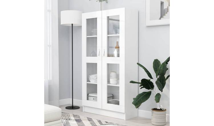 Walplus Engineered Wood Display Cabinet - White - 82.5 x 30.5 x 150 cm