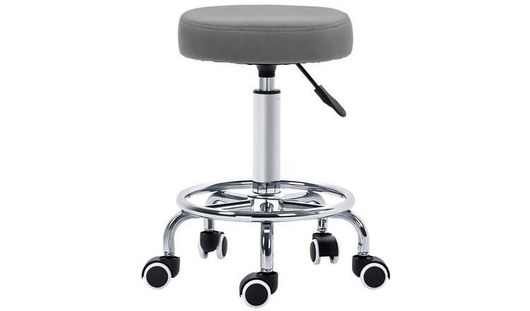 Vinsetto Round PU Leather Height Adjustable Stool Chair - Grey