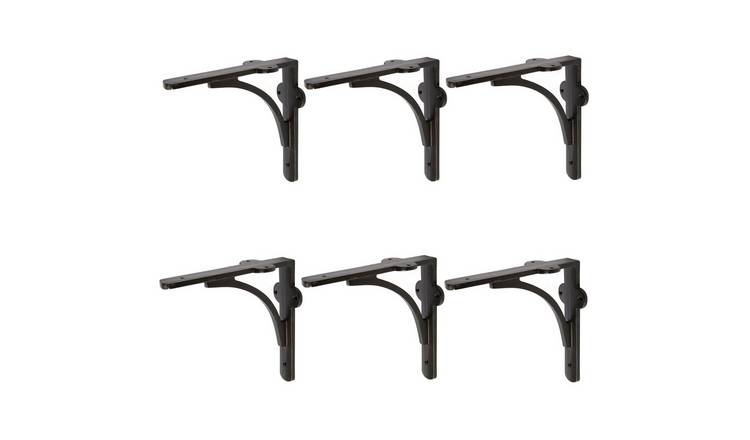 Hammer & Tongs Curved Iron Shelf Brackets - Black - Set of 6