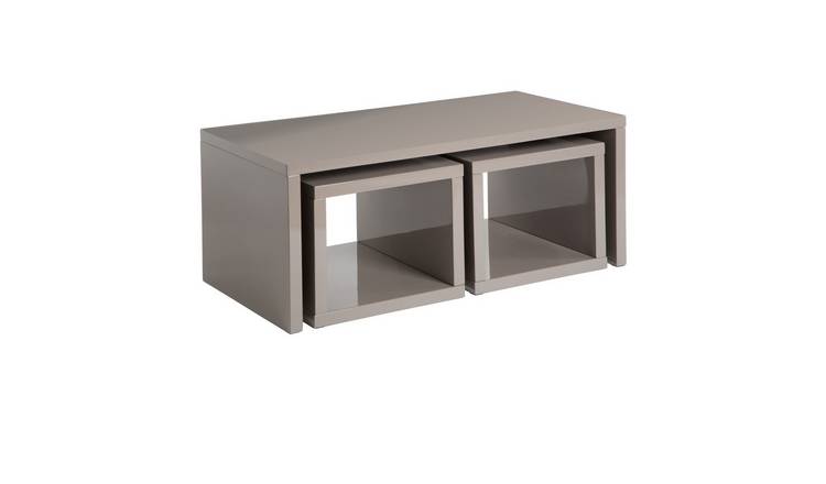 Orsina Gloss Wood Coffee Table Set – Grey