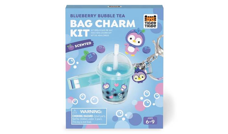 Tiger Tribe Bag Charm Kit Blueberry Bubble Tea - 6 Years +