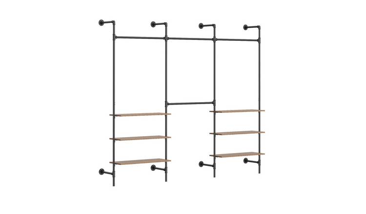 SoBuy 6 Shelf Bar Wall Mounted Coat Rack - Black