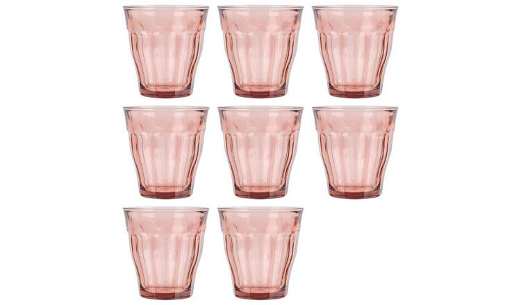 Duralex Picardie 250ml Drinking Glass Tumblers Pack of 8 - Pink
