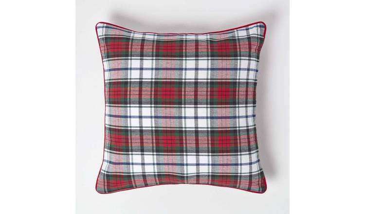Homescapes Red Cotton Macduff Tartan Cushion Cover - 60 x 60 cm