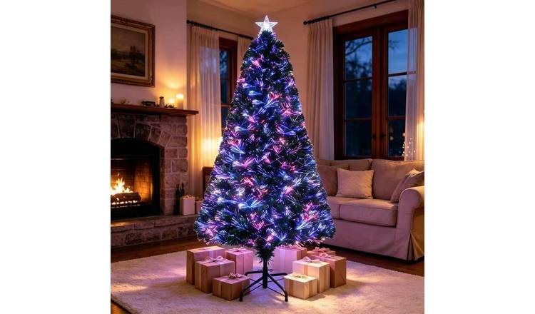 VeryMerry Fibre Optic Pre-Lit Christmas Tree with Timer Lights - 5FT