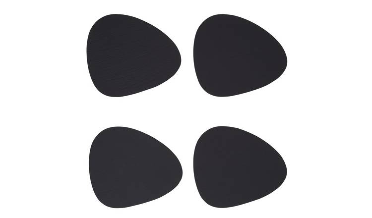 Orsina Set Of 4 Catlins Pebble Faux Leather Coasters - Black
