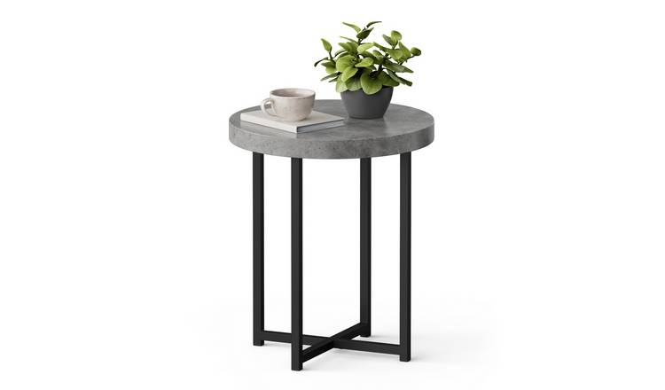 Vonhaus Mosley Concrete Effect Round Side Table - Grey