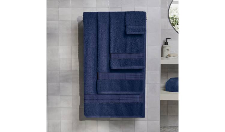 OHS Plain Pure Cotton Hand Towel - 50 x 80cm - Navy