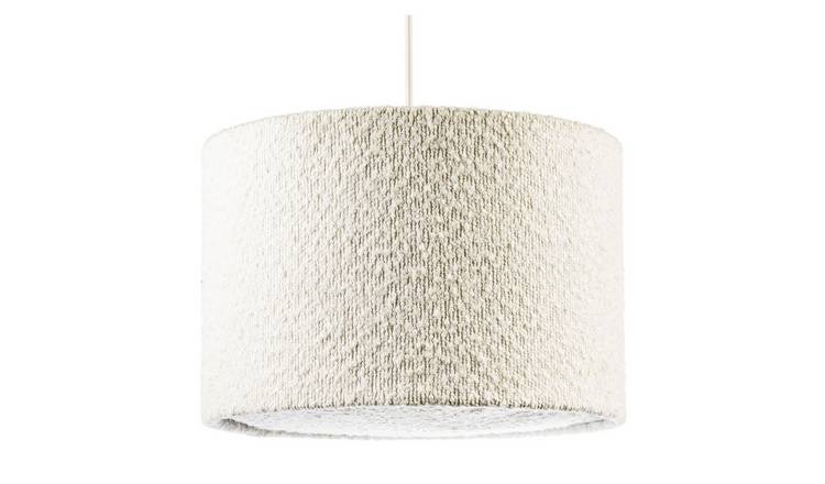 Happy Homewares White Luxuriously Textured Boucle Lamb Pendant Shade - 30cm