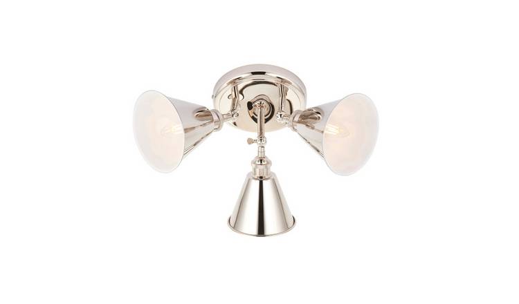 Loops Direct Steel 3-Light Ceiling Spotlight - Bright Nickel