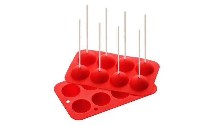 Orsina Hallie 8 Ball And 24 White Sticks Cake Pop Mould - Red