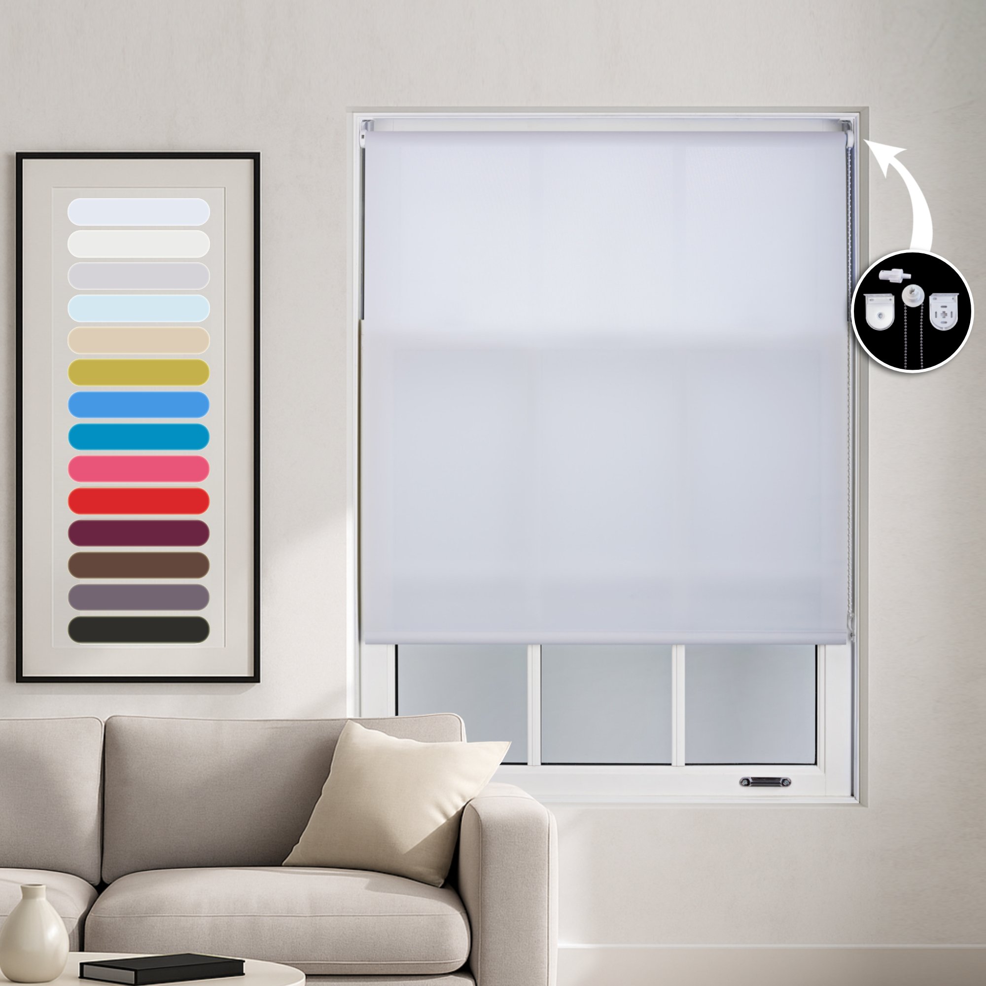 Furnished White Daylight Roller Blind Metal Fittings - 150 x 165cm - Image 1