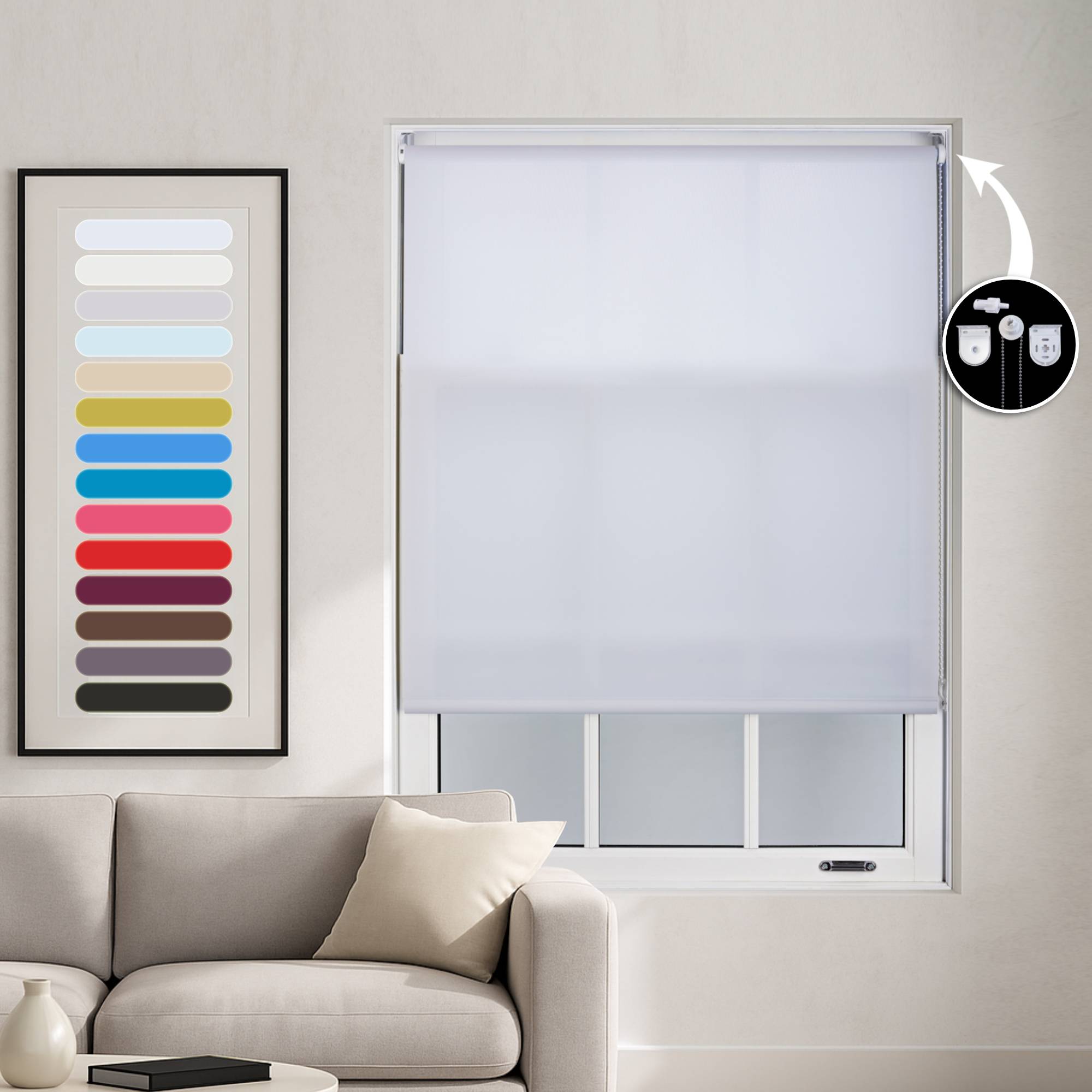 Furnished White Daylight Roller Blind Metal Fittings - 150 x 165cm - Image 1