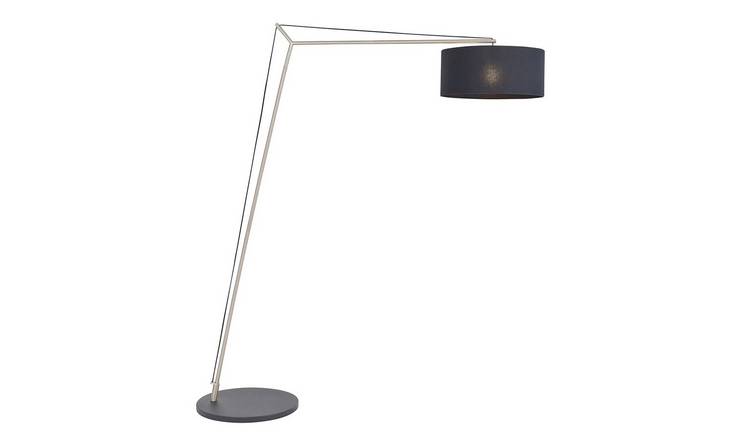 Loops Direct Steel and Fabric Floor Lamp - Matt Nickel and Black