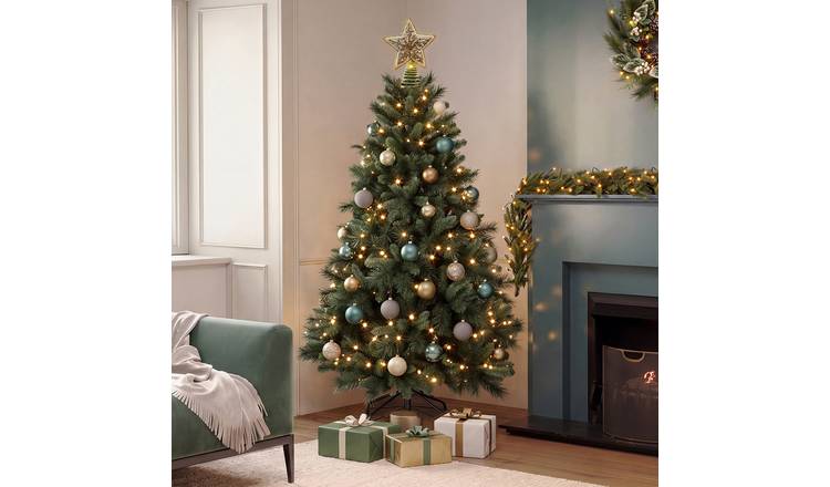 Charles Bentley 6ft Faux Nordic Spruce Hinged Christmas Tree Easy Assembly