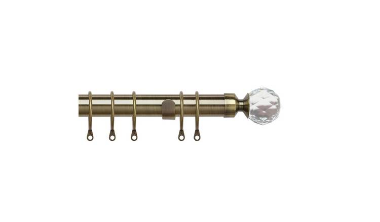 New Edge Blinds 25-28mm Brass Extendable Crystal Curtain Pole - 170cm - 300cm